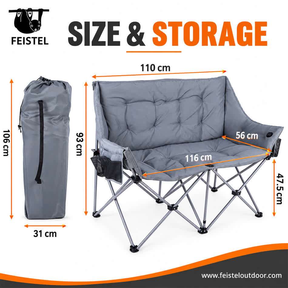 Padded Double Camping Chair Padded Double Camping Chair
